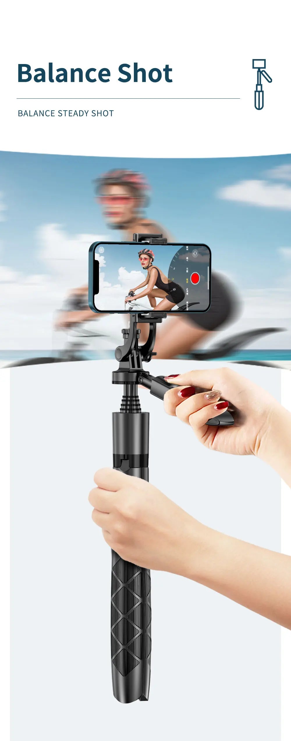 Phone Stabilizer Smart Facial Tracking Detachable Phone Clip with Fill Light Desktop Phone Stand Wireless Selfie Stick Tripod - Fullshopping