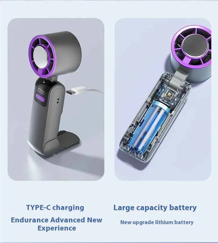 New handheld cooling fan with 100 levels of cooling and folding, portable turbo fan fan