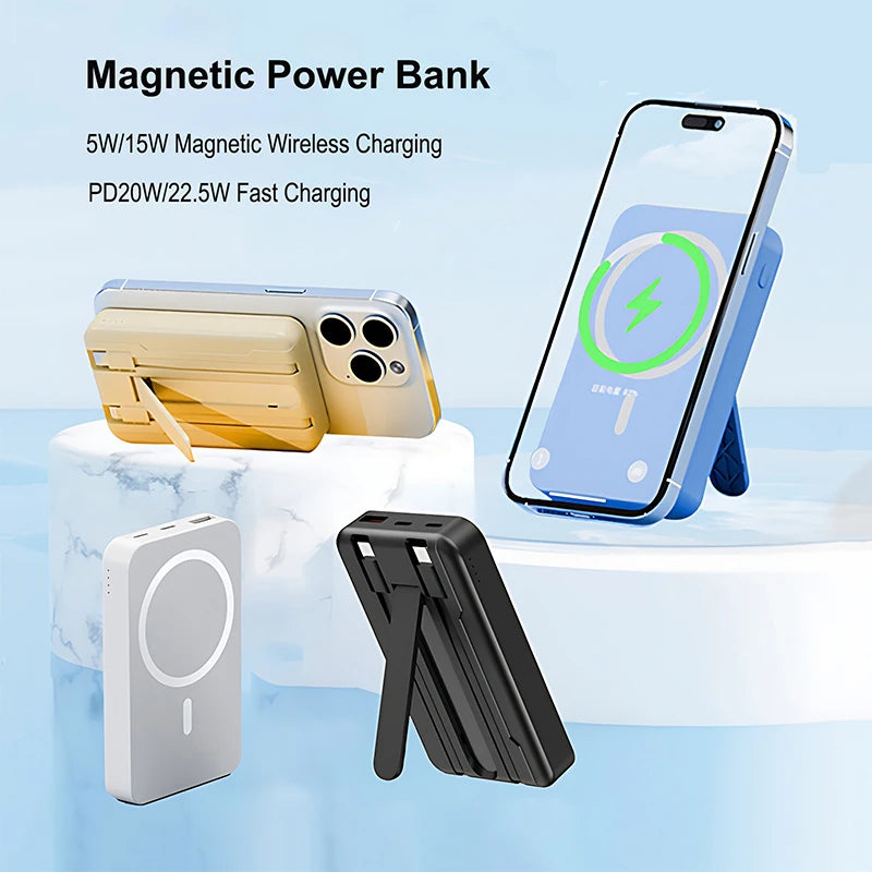 100000mAh Wireless Magnetic Power Bank Portable PD22.5W Fast Charging External Battery for Magsafe for iPhone17 16 15 Xiaomi 17 - Fullshopping