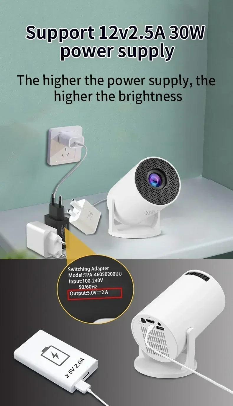 New Projector HY300 4K Android 11 Wifi6 290ANSI Allwinner H713 BT50 1080P 1280720P Cinema Outdoor Portable Projectors - Fullshopping