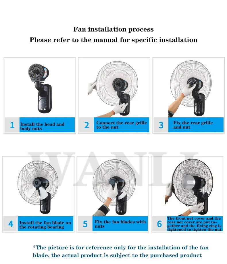 Household Wall-Mounted Electric Fan 220V/60W 16-Inch Living Room Kitchen Fan With 3 Speed Adjustable Smart Version/Mechanical - Fullshopping