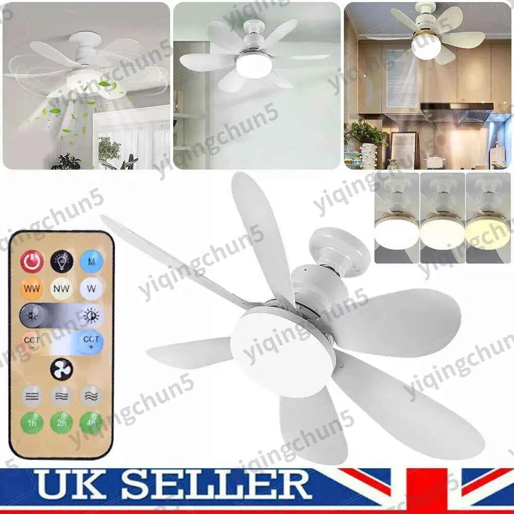 E27 Dimmable LED Ceiling Fan with Light, Remote Control, 3 Speed Settings, Flush Mount, Energy Efficient, Modern Design