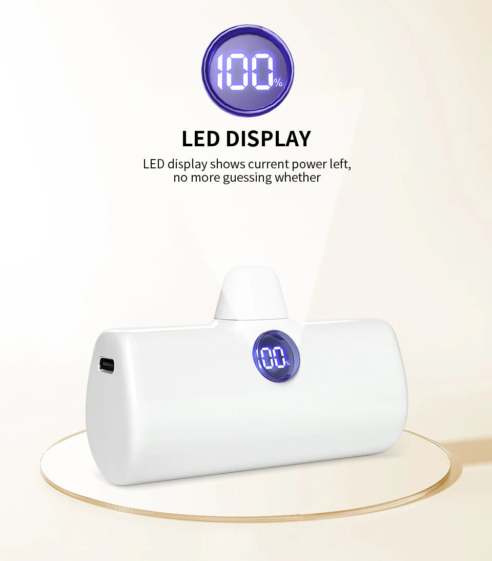 Fast Charge Portable Charger for iPhone Samsung Xiaomi Compact External Spare Battery Built-in Plug PD Fast Charging Power Bank - Fullshopping