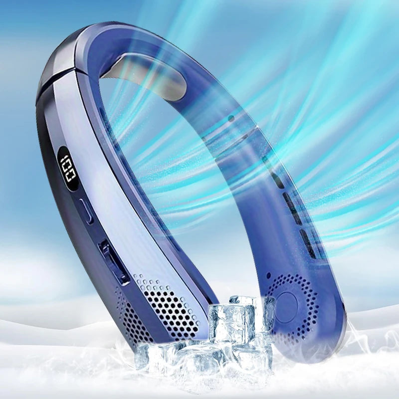 Xiaomi 8000mAh Electric Hanging Neck Fan Portable Bladeless Mini Rechargeable Mute LED Digital Display Air Cooler For Outdoor - Fullshopping