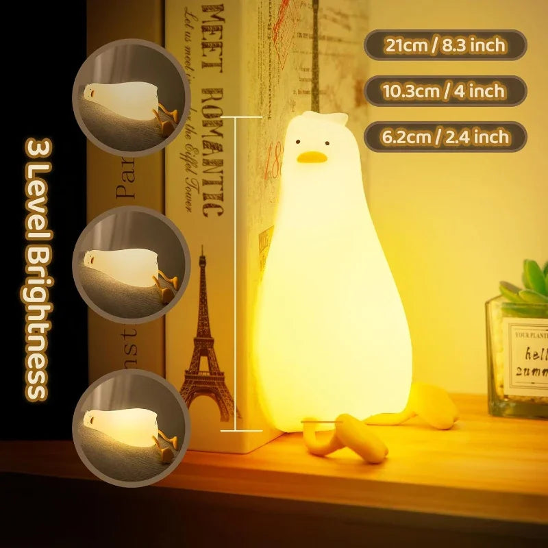 Soft Silicone Night Light - USB Rechargeable Touch Control 3-Level Dimmable Bedside Lamp for Nursery, Kids, Babies & Gift Decor - Fullshopping