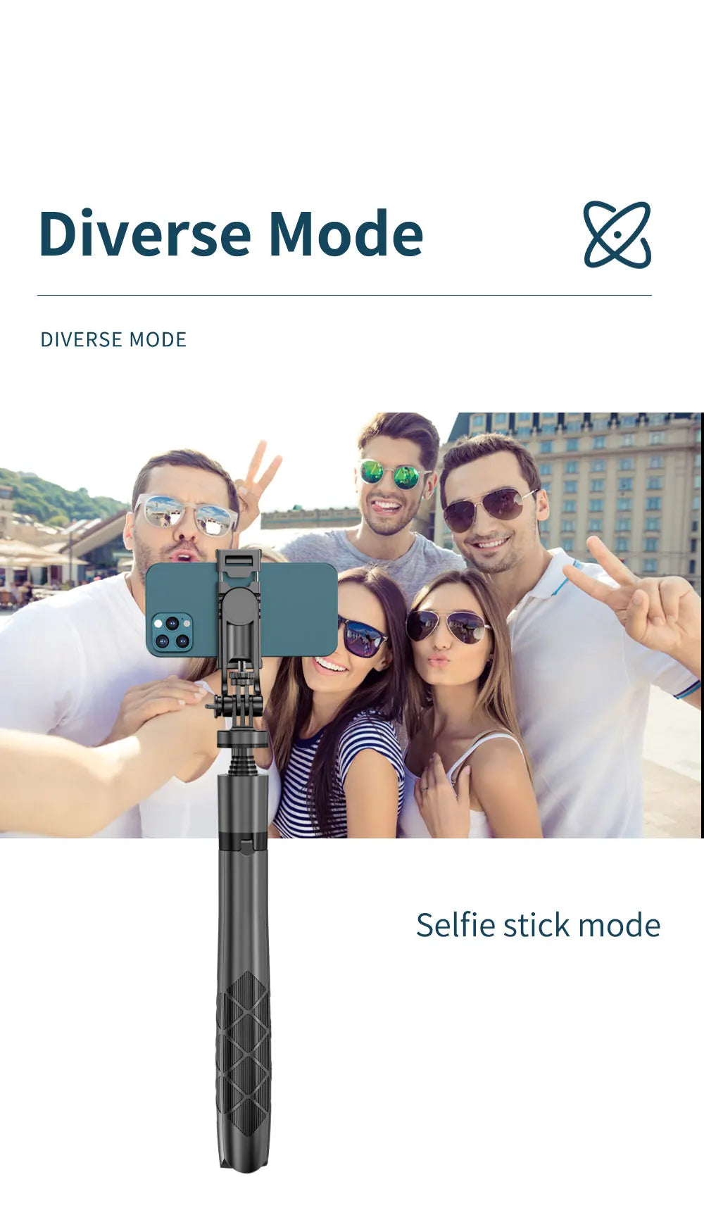 Phone Stabilizer Smart Facial Tracking Detachable Phone Clip with Fill Light Desktop Phone Stand Wireless Selfie Stick Tripod - Fullshopping