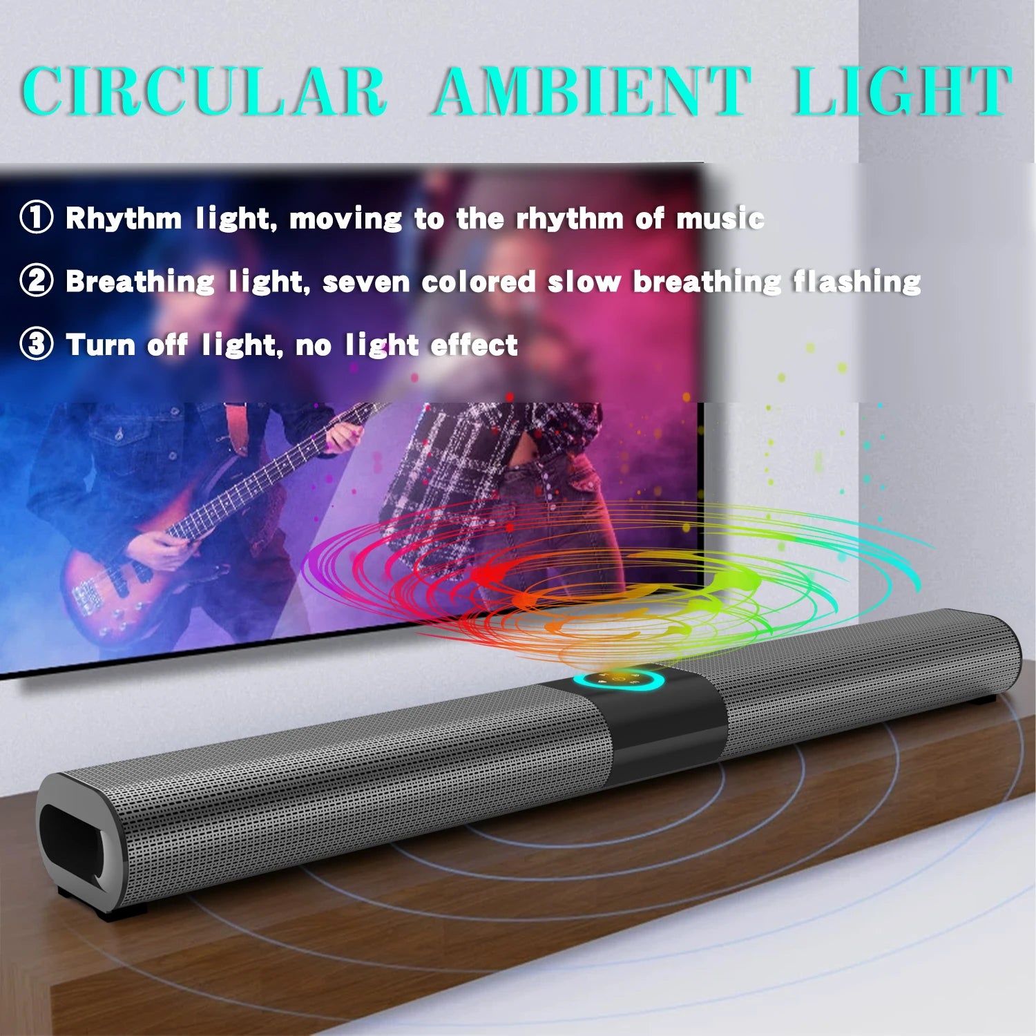 HOMEFISH BS-20 RGB Ambient Light Bluetooth Speaker with 6 EQ Sound Effects and Multiple Connectivity Options - Fullshopping