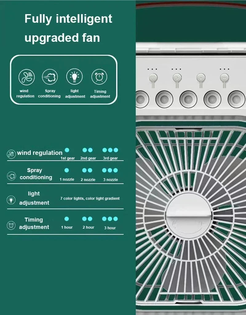 New 3 In 1 Fan AIr Conditioner Household Small Air Cooler LED Night Light Portable Humidifier Air Adjustment Fan Office Home Fan - Fullshopping