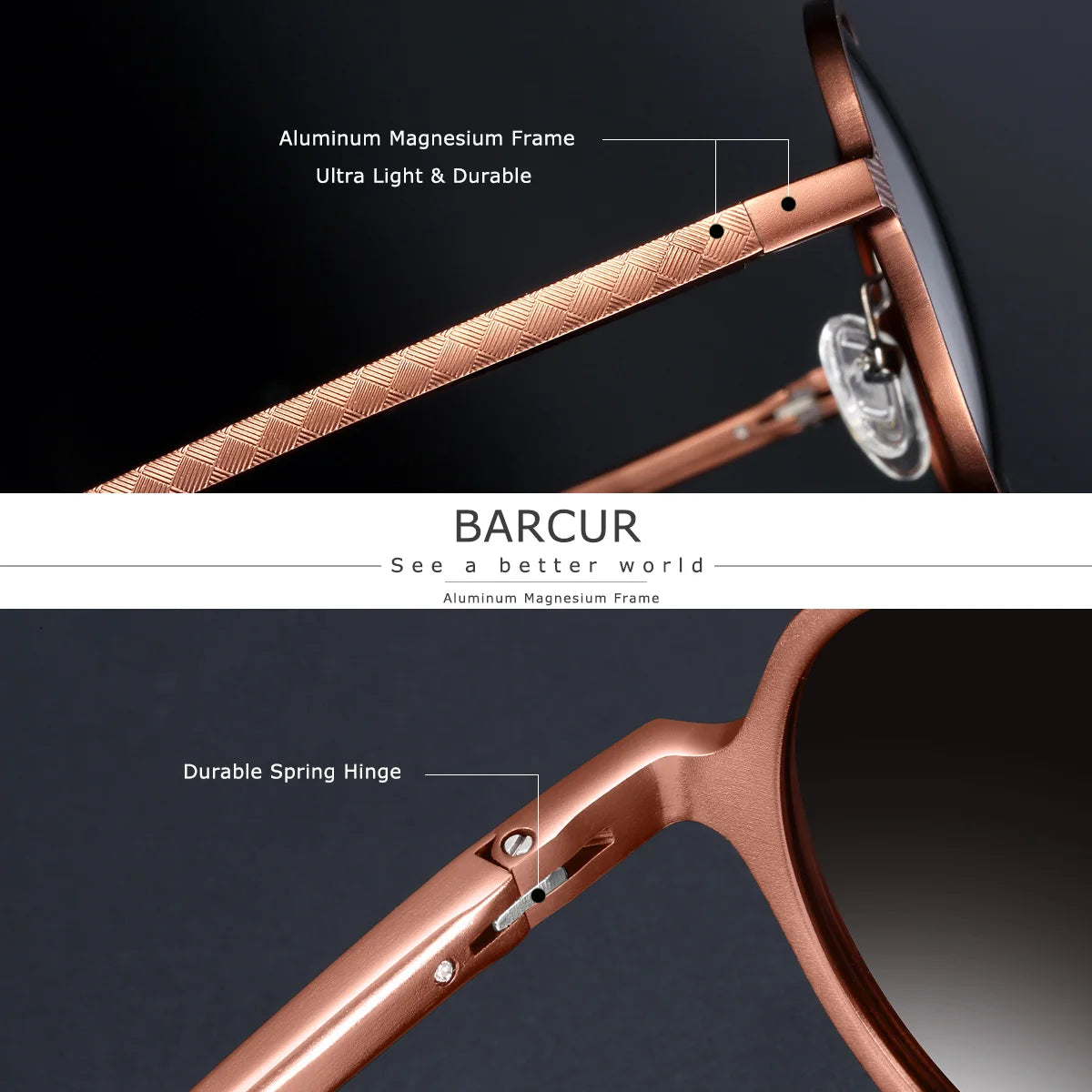 BARCUR Brand Luxury Vintage Exquisite Women Polarized Sunglasses High-Quality Metal Circular Frame UV400 Men Sunglasses - Fullshopping