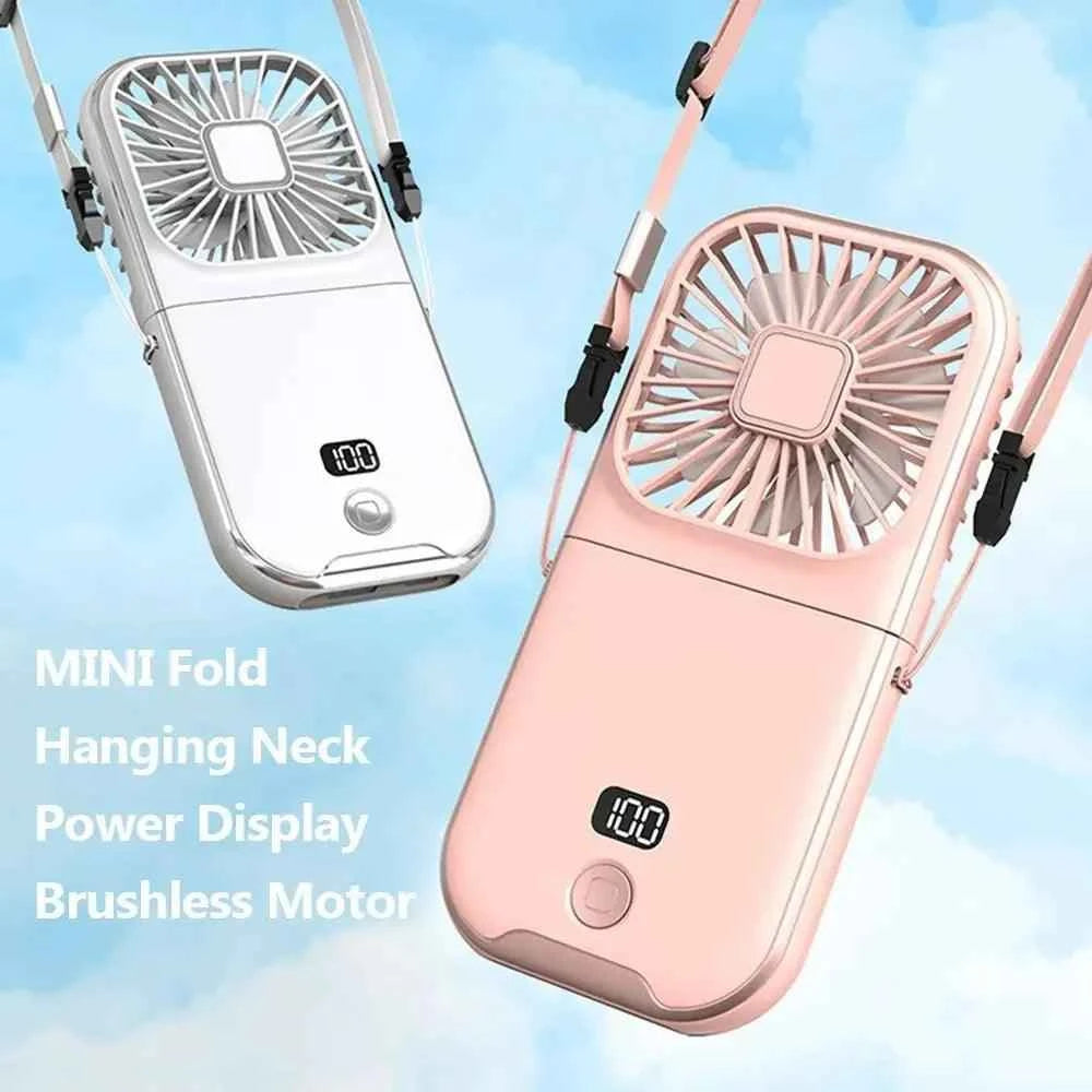 Fan Mini Digital Display Hanging Neck Fan Portable USB - Fullshopping
