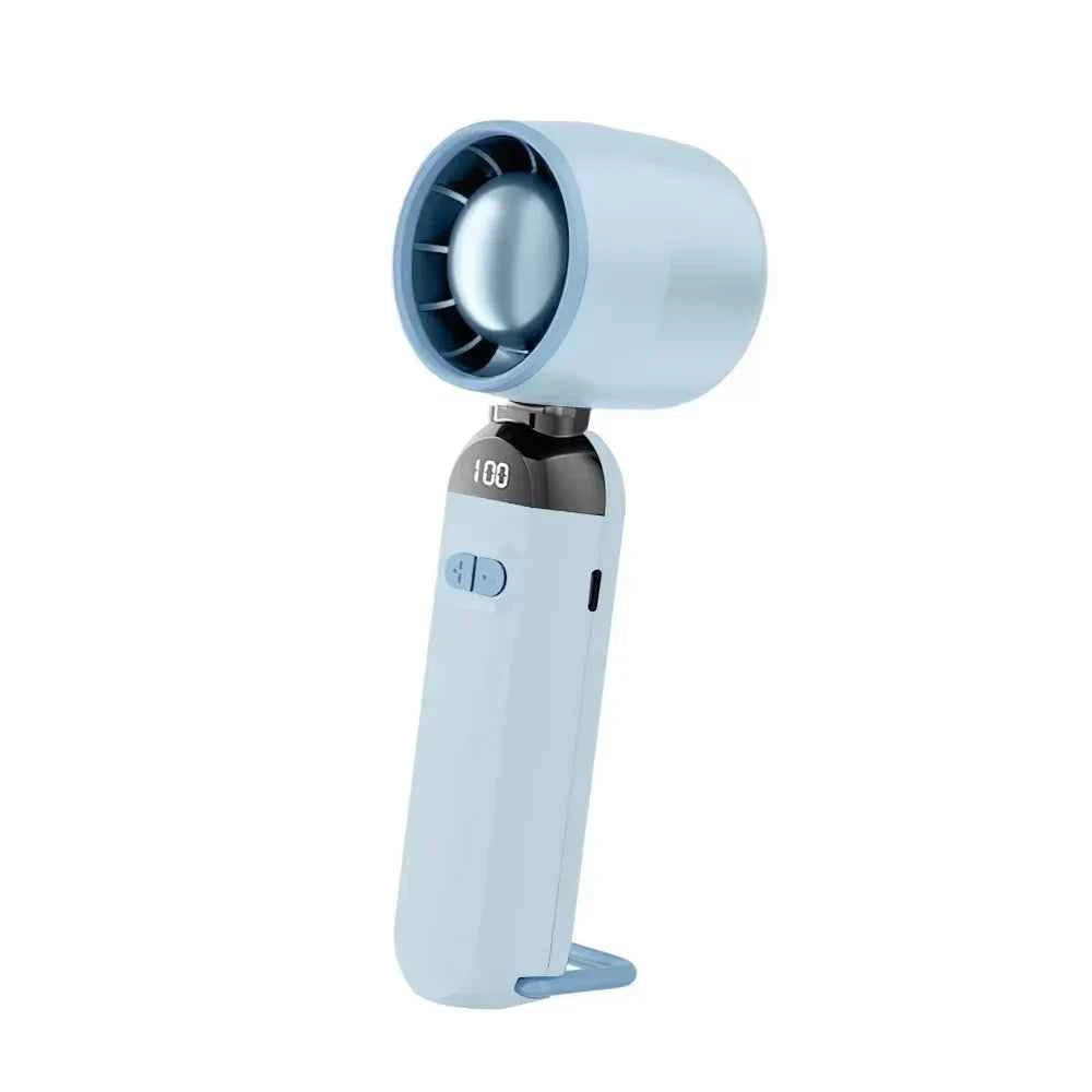 Hands Free Turbo Fan 100 Speeds Mini Portable Folding Fan With LED Power Display USB Charging For Outdoor Walking Shopping