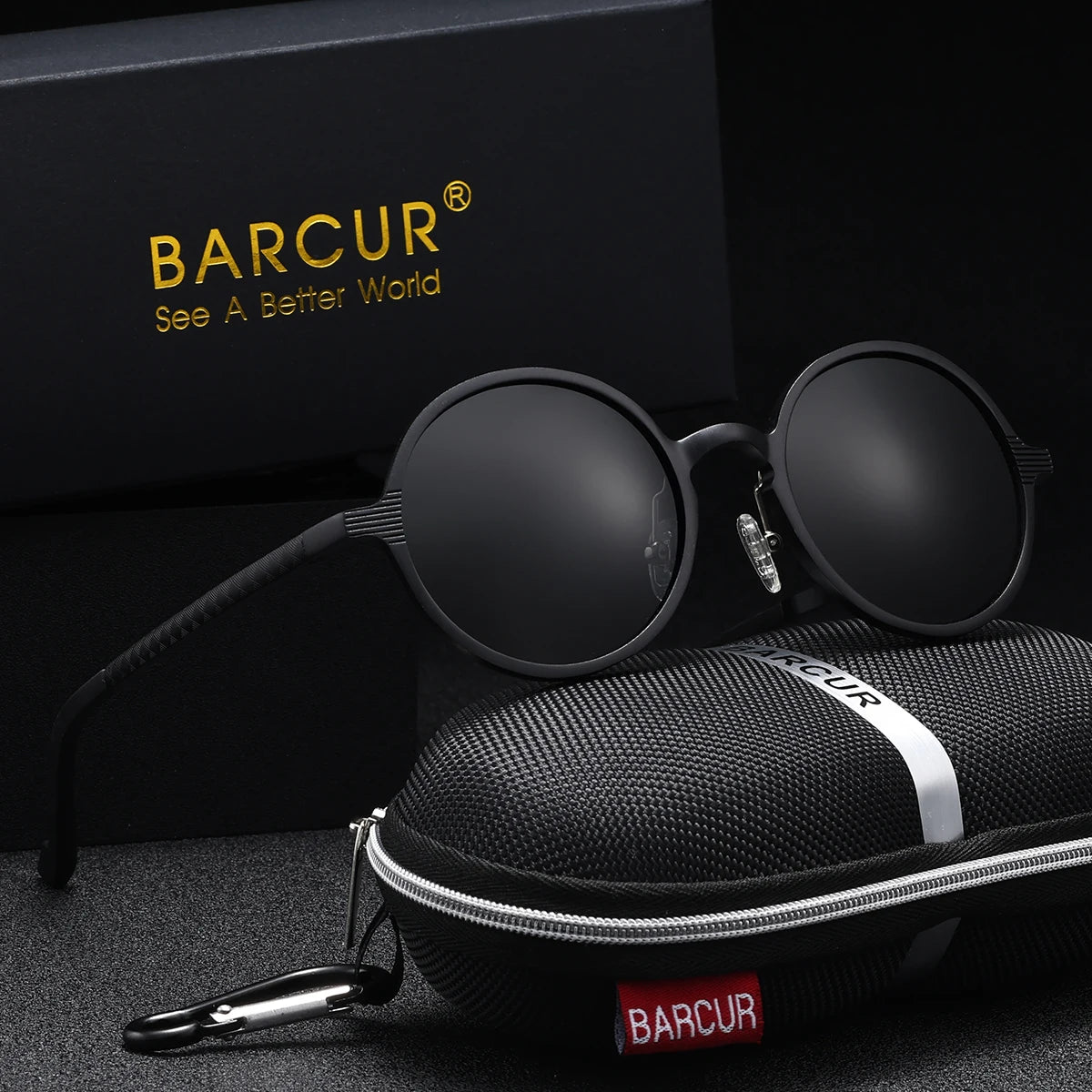 BARCUR Brand Luxury Vintage Exquisite Women Polarized Sunglasses High-Quality Metal Circular Frame UV400 Men Sunglasses - Fullshopping