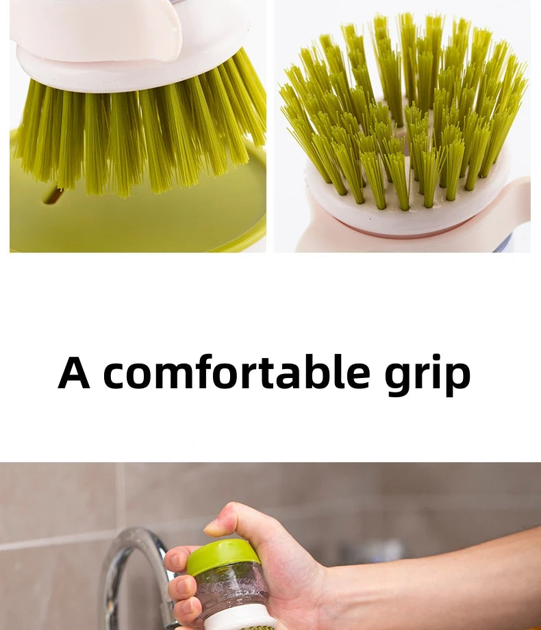 Dish Brush With Soap Dispenser Multi Use Soap Dispensing Scrub Brush For Household Universal Kitchen Dish Palm Brush With Tary - Fullshopping