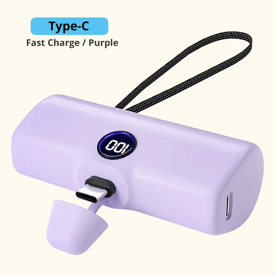 Fast Charge Portable Charger for iPhone Samsung Xiaomi Compact External Spare Battery Built-in Plug PD Fast Charging Power Bank - Fullshopping