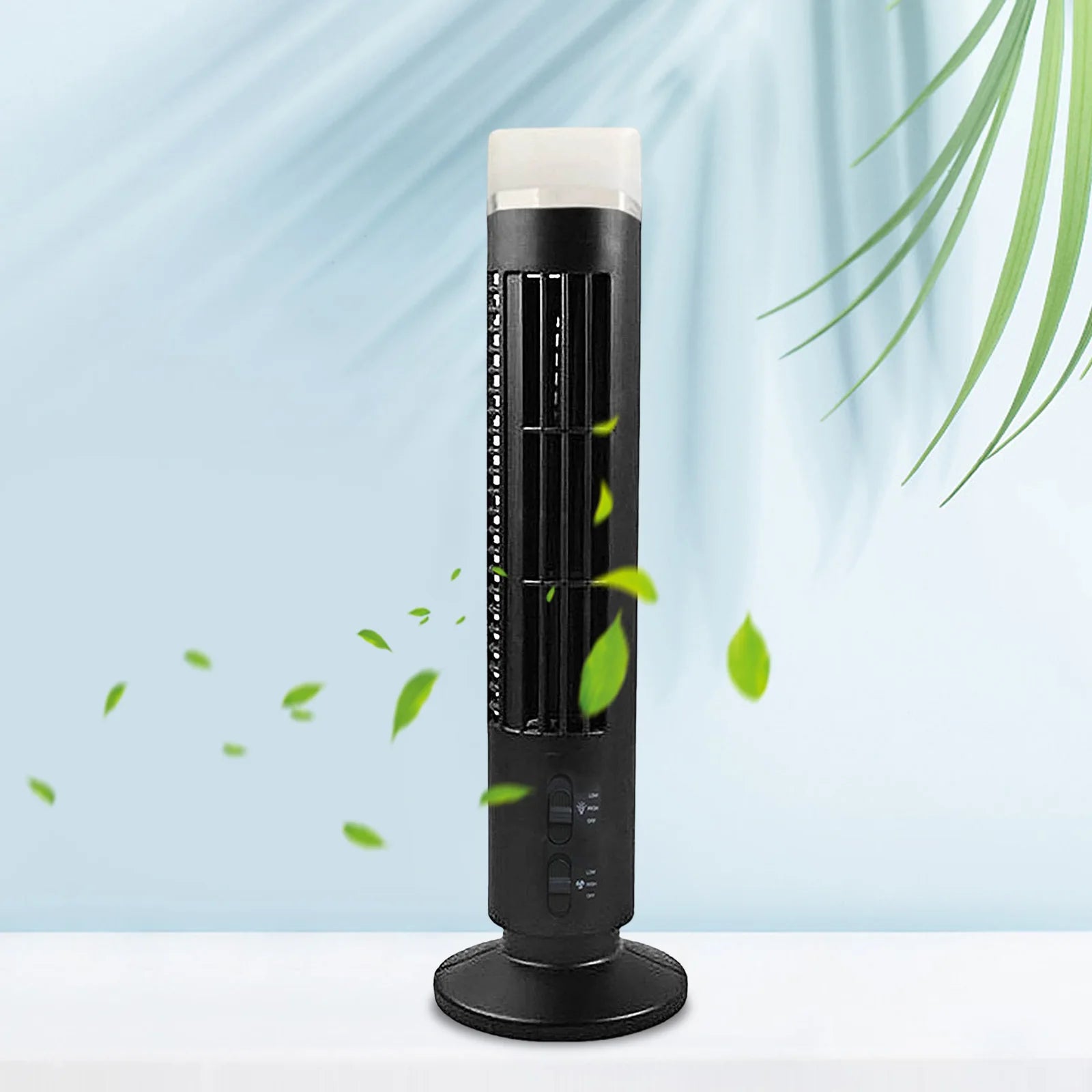 Vertical  Fan Bladeless Cooling Tower Fans with Light USB Plug-in Or Battery Powered 2-speed for Home Office