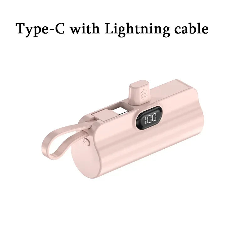 10000mAh Mini Power Bank Portable Fast Charger External Spare Battery For iPhone Samsung Built-in Type C Cable Small Powerbank - Fullshopping