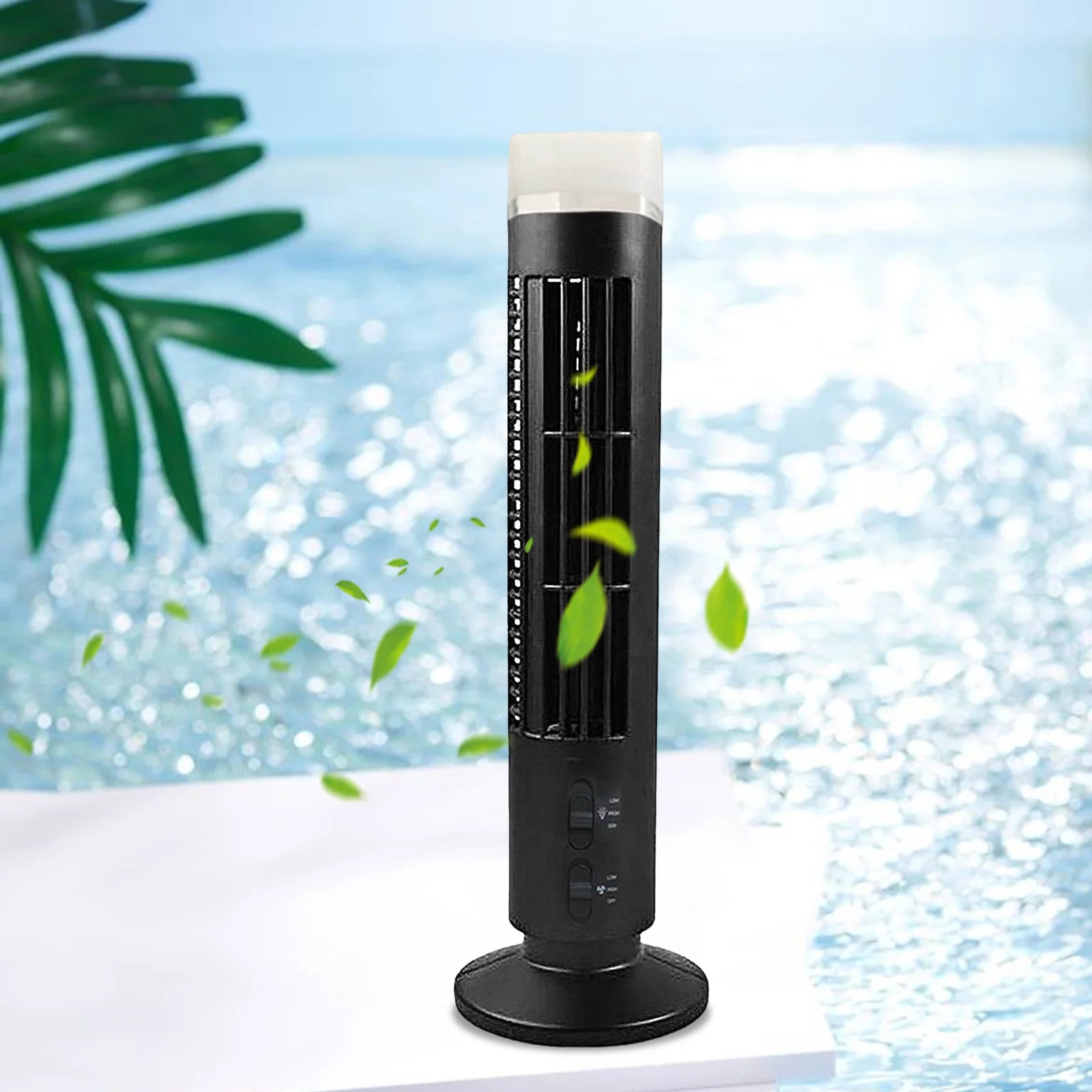 Vertical  Fan Bladeless Cooling Tower Fans with Light USB Plug-in Or Battery Powered 2-speed for Home Office