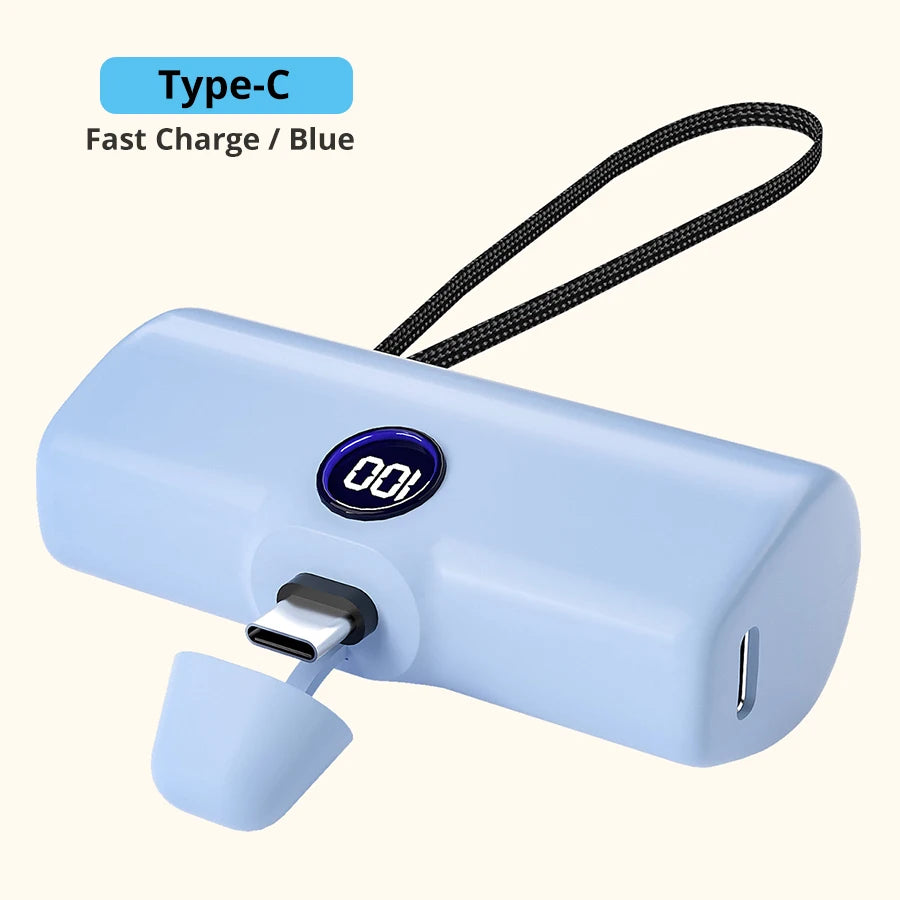 Fast Charge Portable Charger for iPhone Samsung Xiaomi Compact External Spare Battery Built-in Plug PD Fast Charging Power Bank - Fullshopping