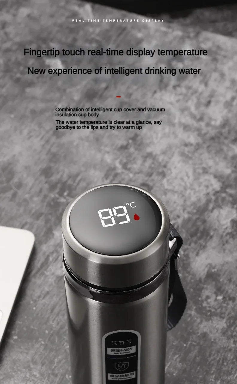 500ML-1Liter Stainless Steel Thermos Bottle with LED Temperature Display Sus304 Tea Water Bottle Vacuum Flask Portable Cups - Fullshopping
