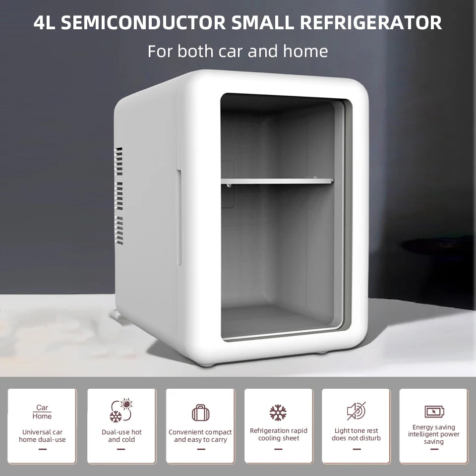 4L Mini Beauty Refrigerator With Cooling And Heat  Both Car Home Use Refrigerated Storage For Skincare Products To Keep Fresh - Fullshopping