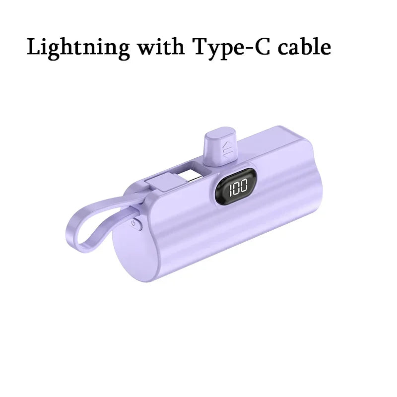 10000mAh Mini Power Bank Portable Fast Charger External Spare Battery For iPhone Samsung Built-in Type C Cable Small Powerbank - Fullshopping