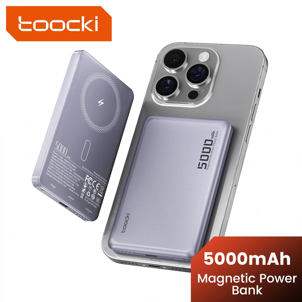 Toocki Magenetic PowerBank 10000mAh 15W Wireless Charging for Magsafe PD 20W Extenal Battery for iPhone 17 16 15 14 13 Pro Max - Fullshopping