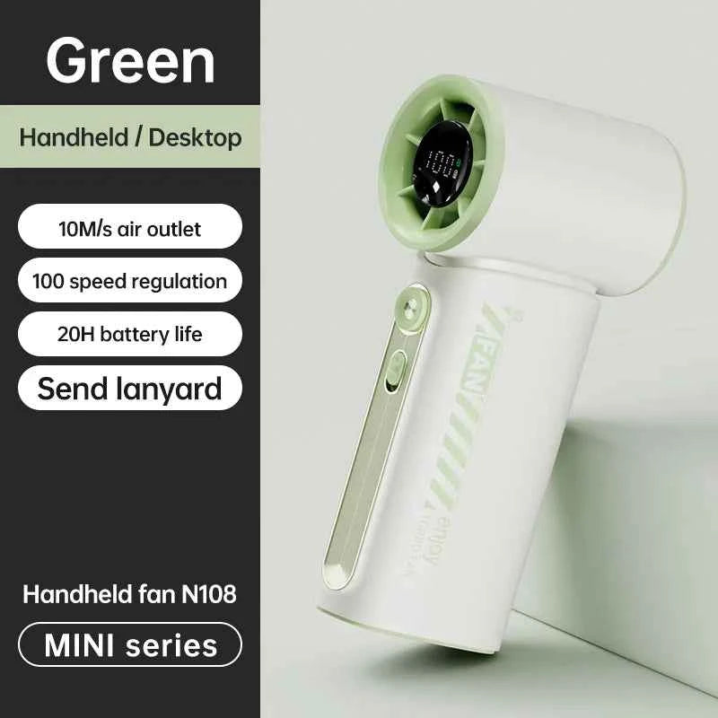 New Portable Turbo Small Air Cannon Handheld Fan 100 Wind Speeds Adjustable Mini Electric Fan USB Charging Fan Outdoor Mini Fan