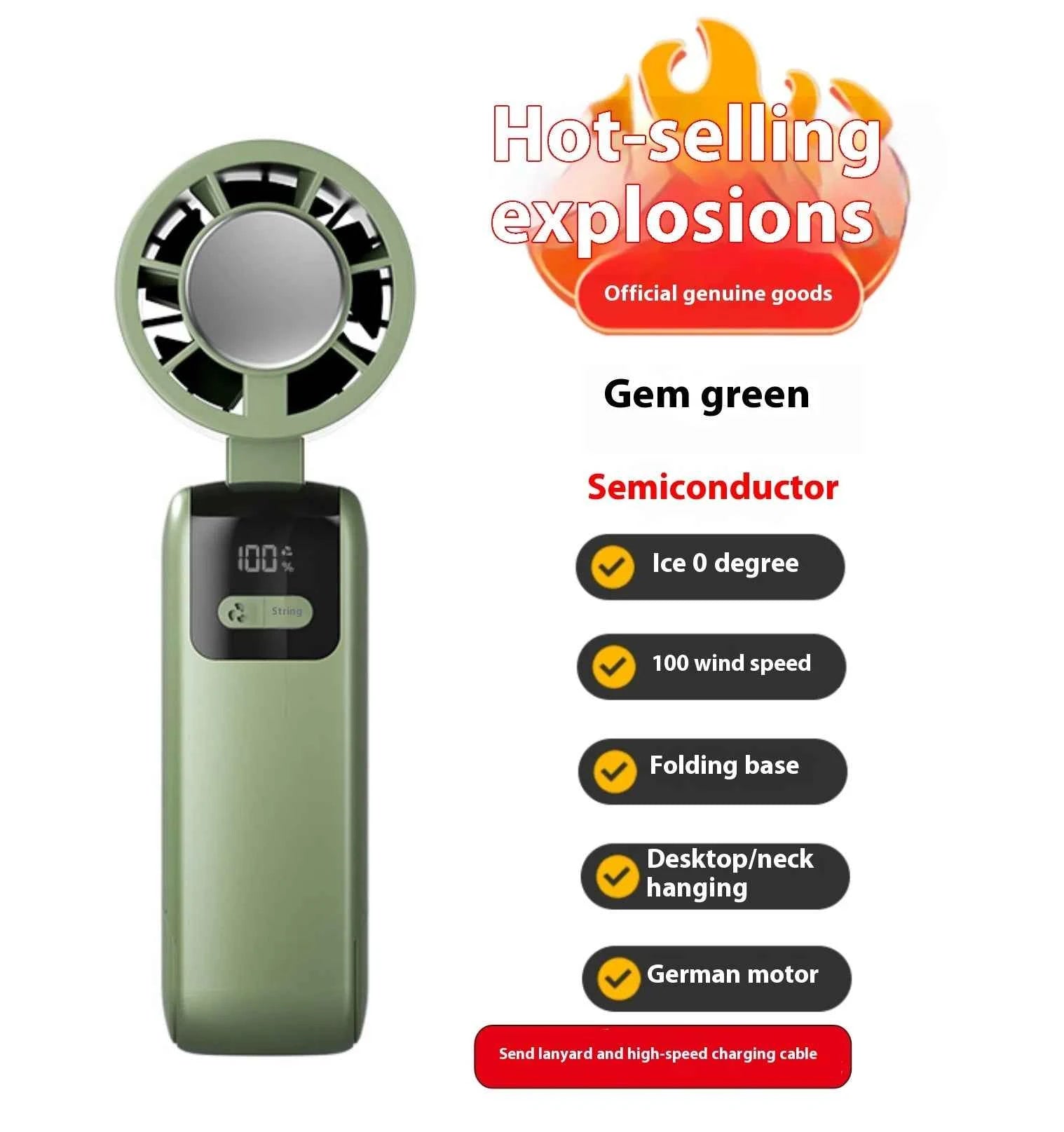 New handheld cooling fan with 100 levels of cooling and folding, portable turbo fan fan
