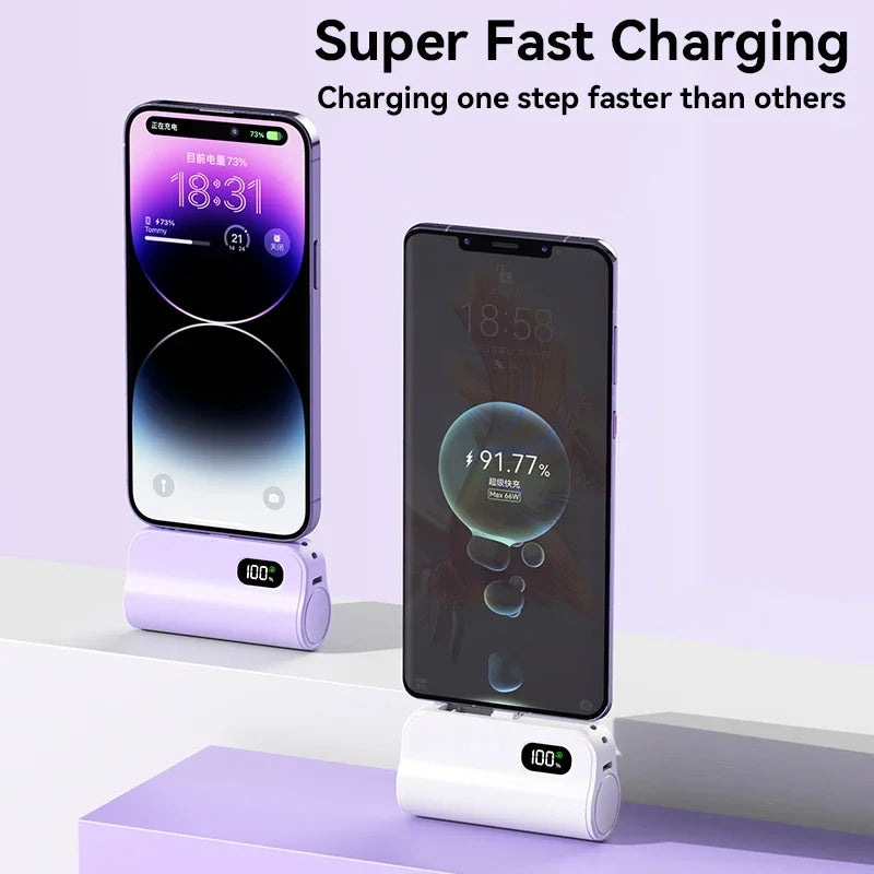 Mini Capsule 50000mAh High Capacity Power Bank Portable Wireless Fast Charging External Battery For iPhone Huawei Samsung - Fullshopping