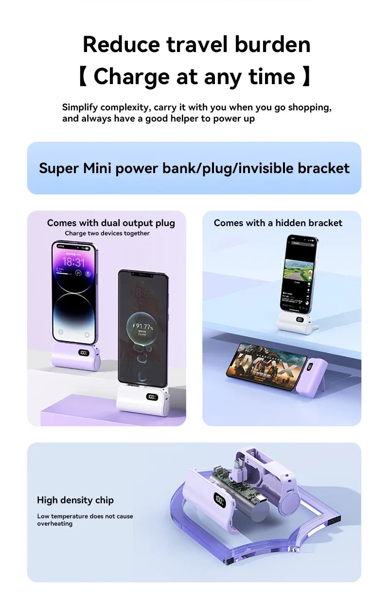 Mini Capsule 50000mAh High Capacity Power Bank Portable Wireless Fast Charging External Battery For iPhone Huawei Samsung - Fullshopping