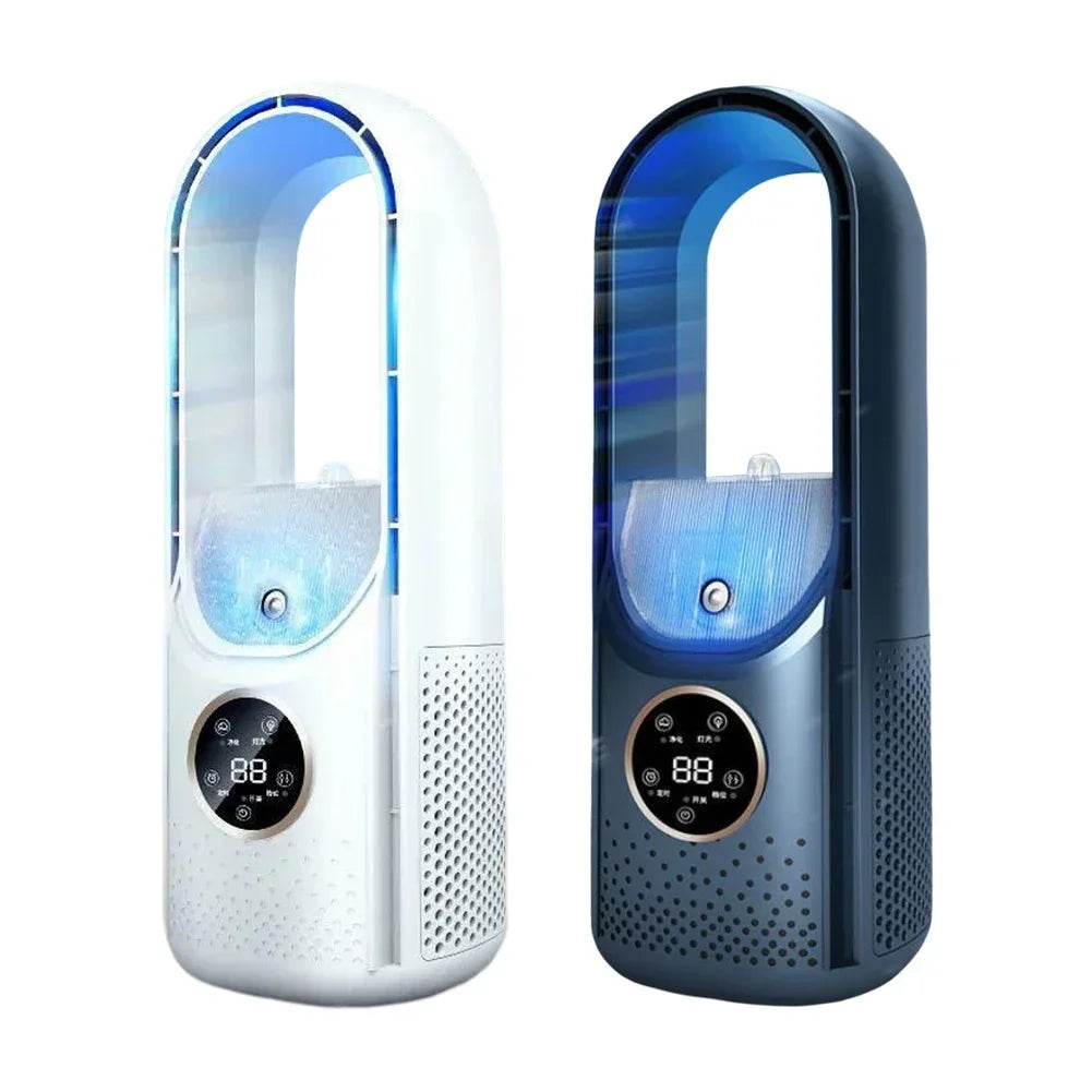 Portable Mini Air Conditioner USB Air Cooler Fan Bladeless 6 Speed Silent Cooling Fan with Timer Desktop Personal Space Cooler