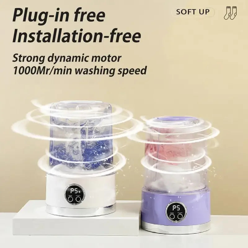 Portable Cordless Washing Machine,USB Rechargeable, Mini Washer For /Underwear/Socks/Baby Clothes Home Travel Laundry Bucket - Fullshopping