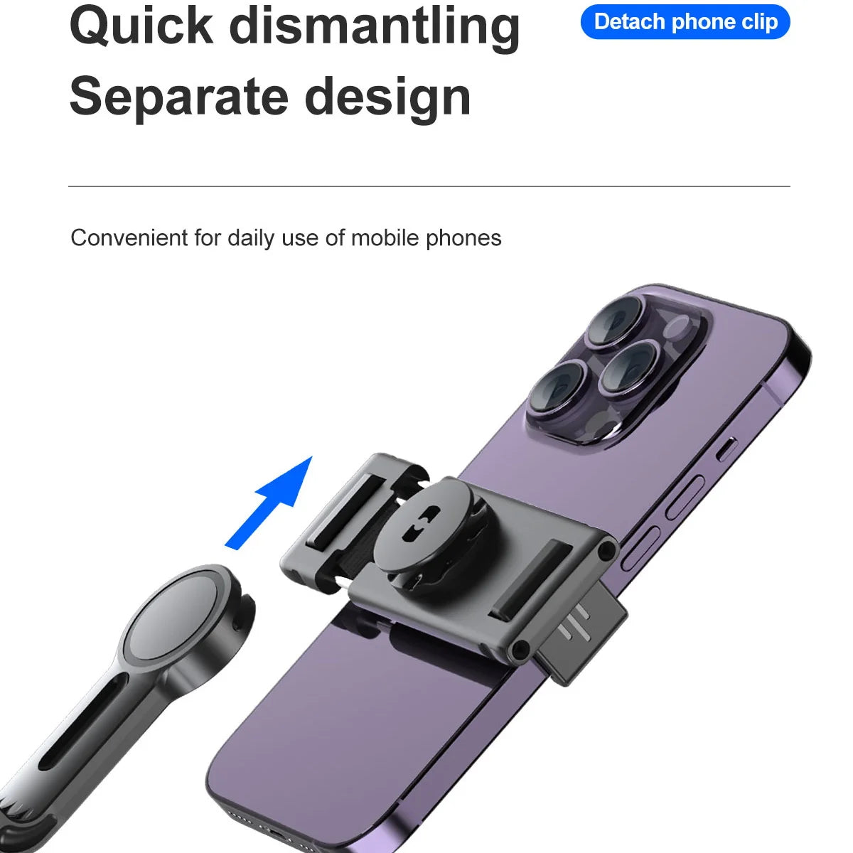 Phone Stabilizer Smart Facial Tracking Detachable Phone Clip with Fill Light Desktop Phone Stand Wireless Selfie Stick Tripod - Fullshopping