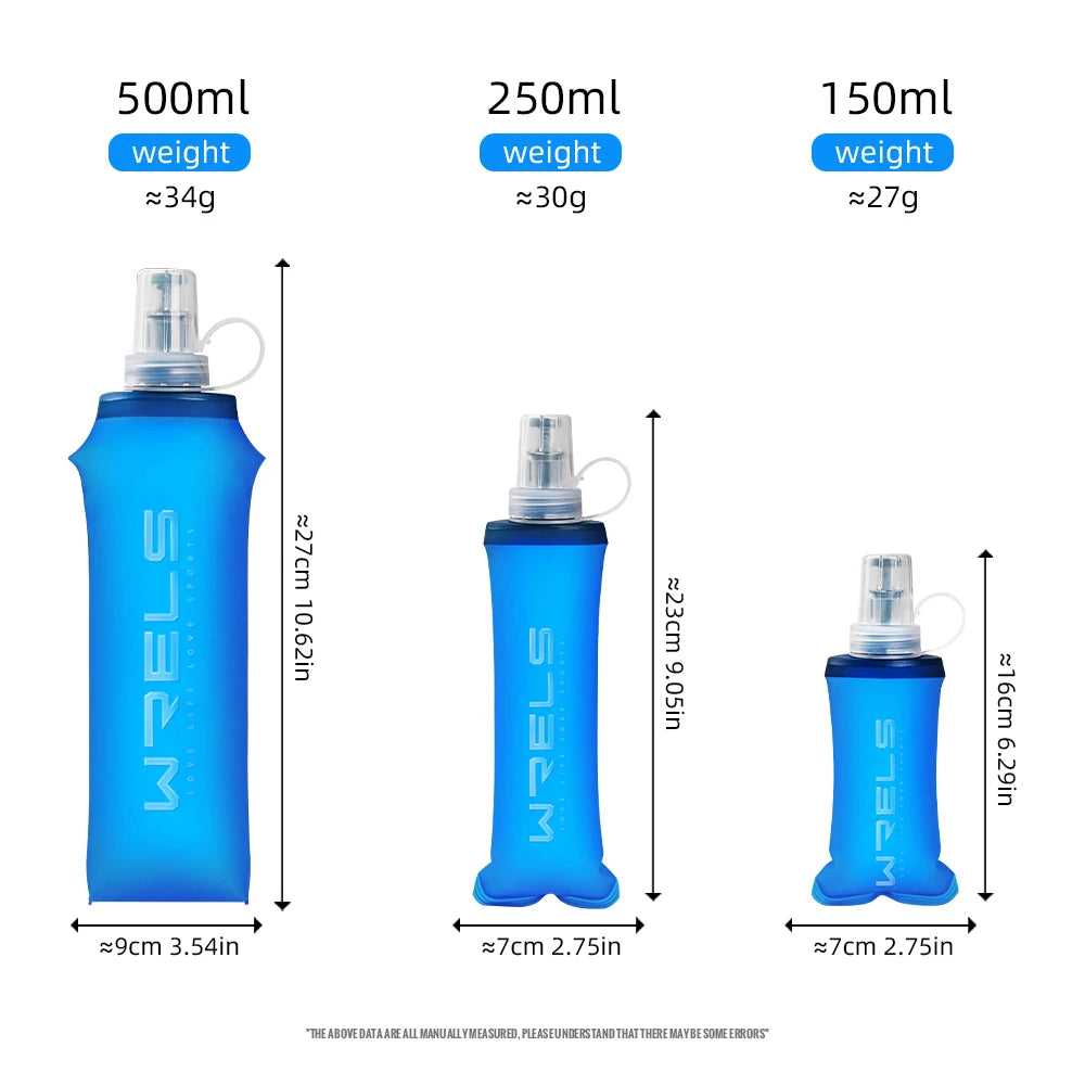 WRELS Running Water Bottle Soft Flask Folding Collapsible Water Bottle TPU BPA-Free Camping Hiking Travel Folding Water Bottle - Fullshopping