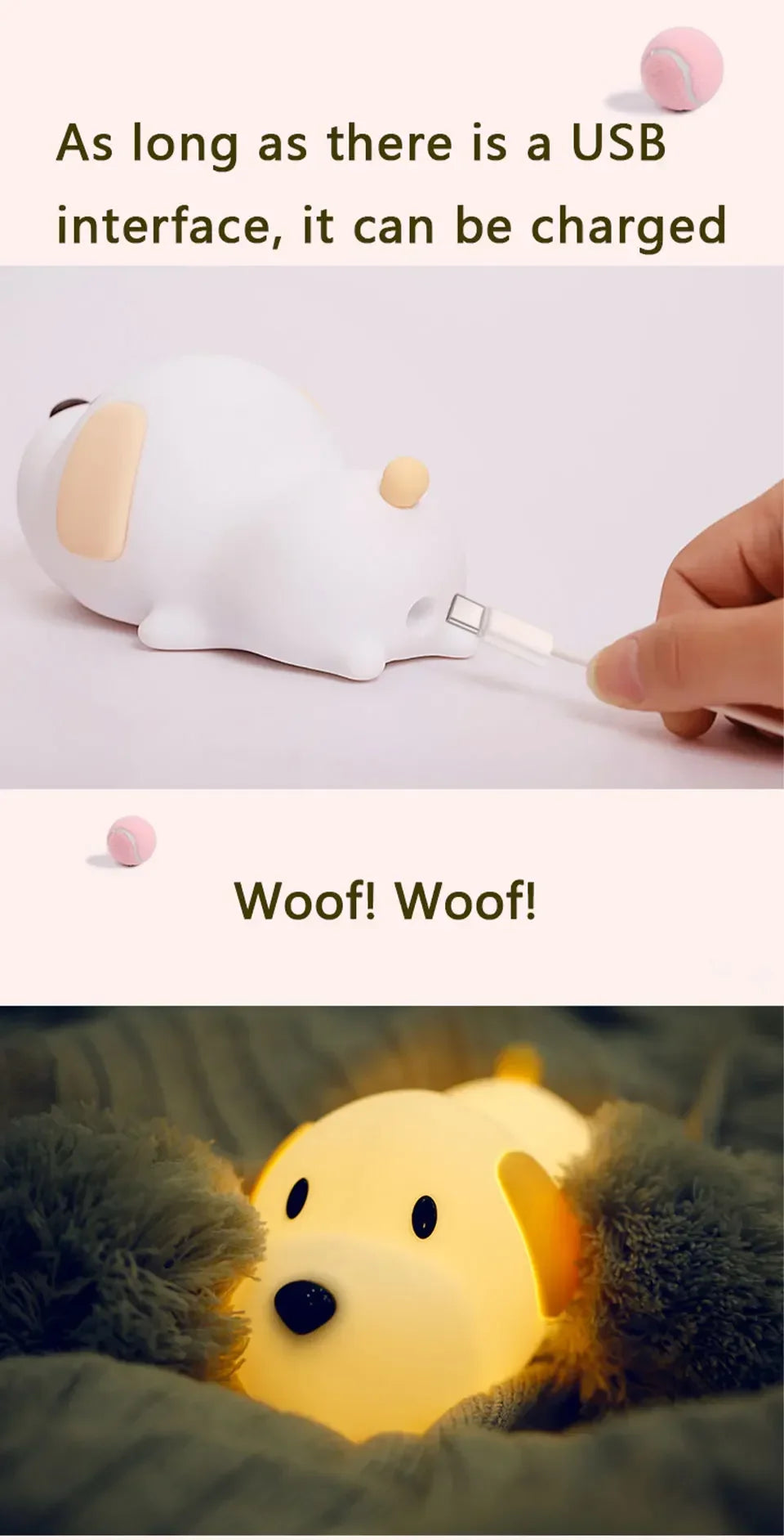 Cute Animal-shape Silicone Night Light Rechargeable Bedside Patting Nightlights For Child Holiday Gift Bedroom Decor Lighting - Fullshopping