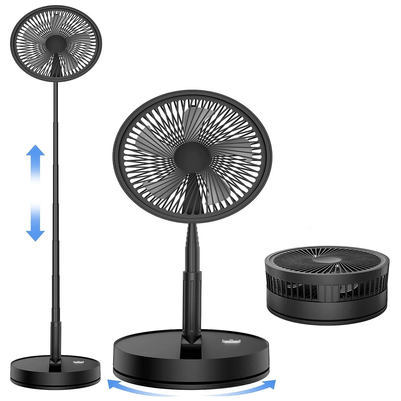 9" Portable Standing Oscillating Fan with Remote - Tall Floor Foldable Travel Fan for Sleeping - Pedestal Stand Up Folding Bed k