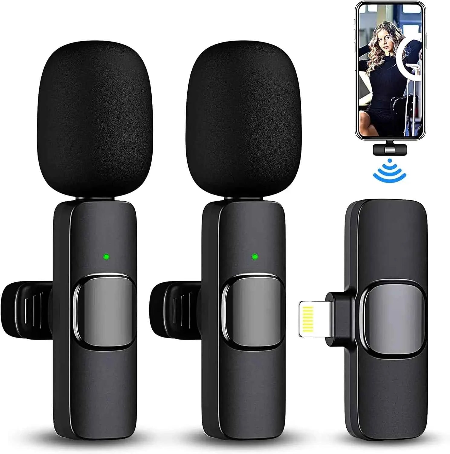 Lavalier Microphone 2.4G Wireless Portable Audio Video Recording Mini Mic for iPhone Android Live Broadcast Gaming Phone - Fullshopping