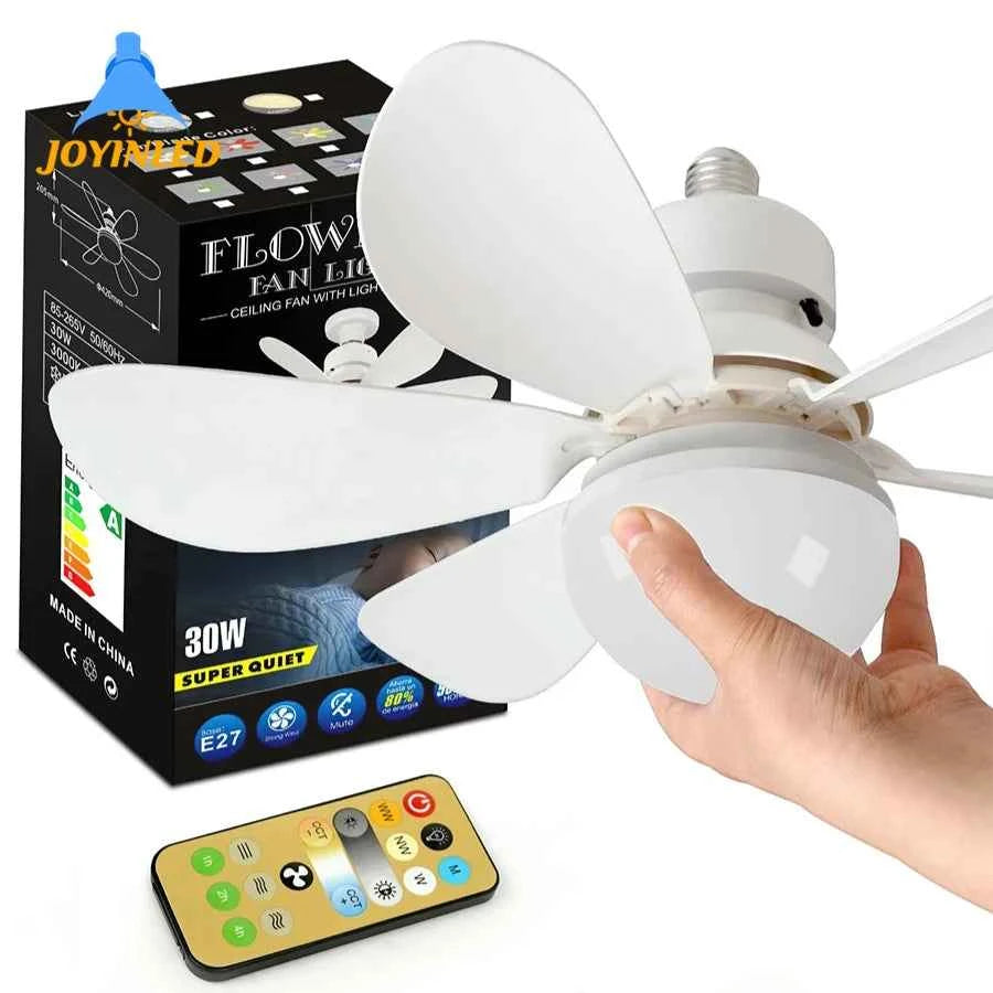 30W/40W Ceiling Fans with Remote Control LED Light Fan, E27 Lamp Base Intelligent Silent Ceiling Fan for Bedroom and Living Room