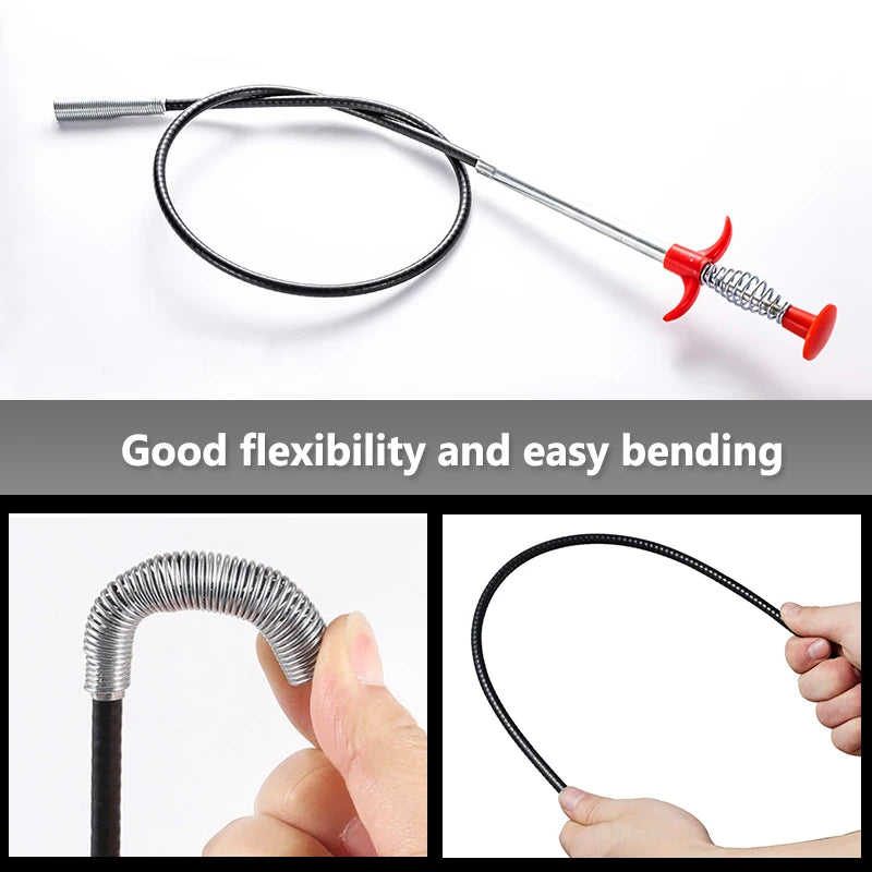 60cm Spring Pipe Dredging Tools, Drain Snake, Drain Cleaner Sticks Clog Remover Cleaning Household for KitchenBending sink tool - Fullshopping