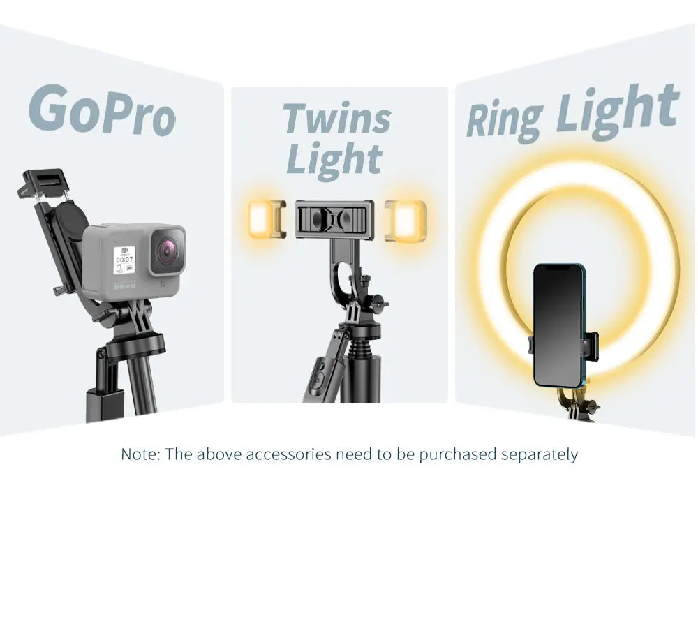 Phone Stabilizer Smart Facial Tracking Detachable Phone Clip with Fill Light Desktop Phone Stand Wireless Selfie Stick Tripod - Fullshopping