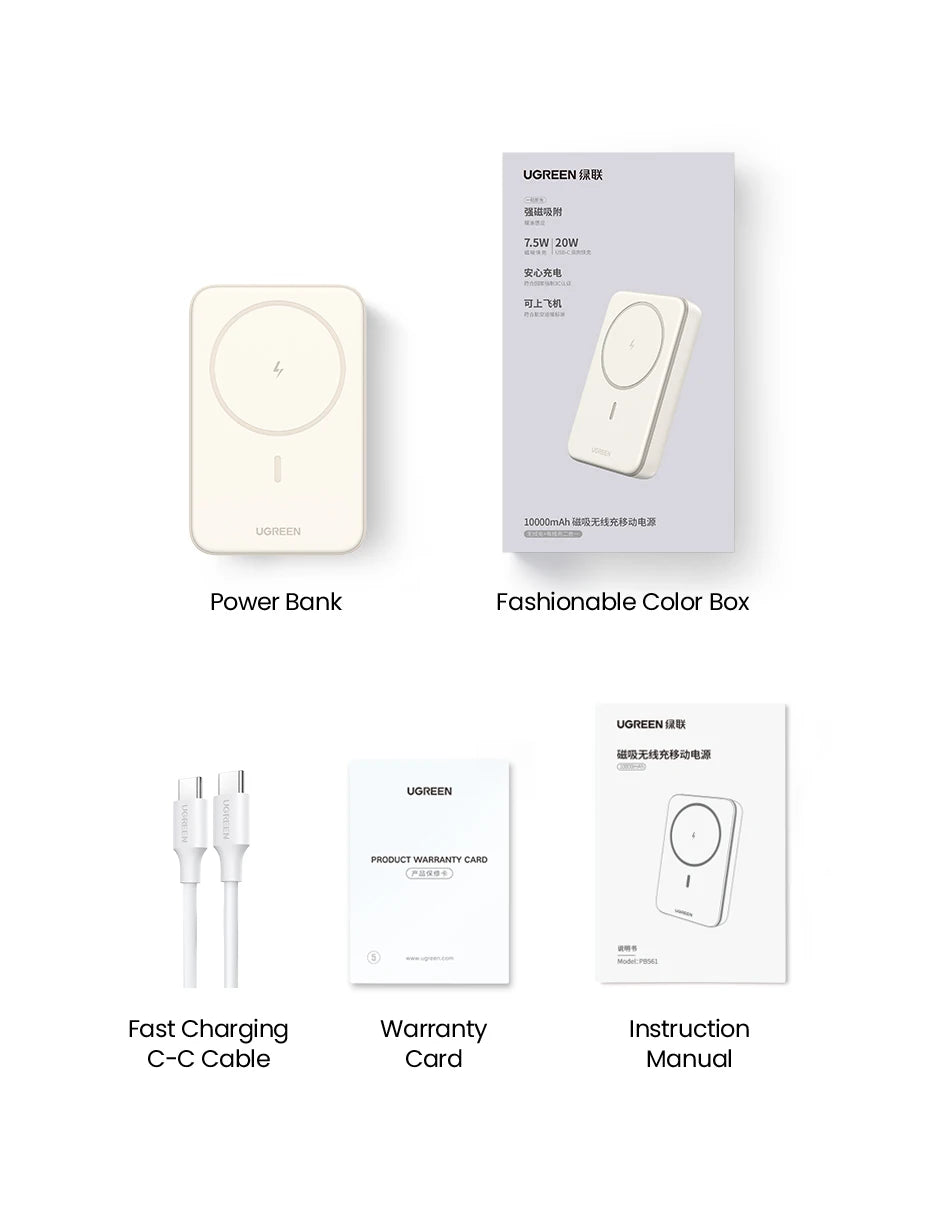UGREEN PD20W Power Bank Magnetic 10000mAh Portable Wireless Fast Charging PowerBank for Magsafe for iPhone 17 15 Pro Max 16 Pro - Fullshopping
