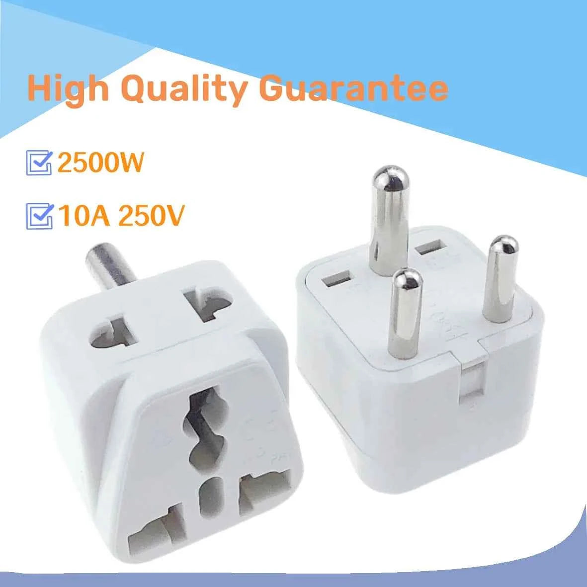 2 in 1 South Africa ZA India IN Plug Adapter Universal Converter Travel Power Plug 3 pins round AC adaptor Plug Type D - Fullshopping