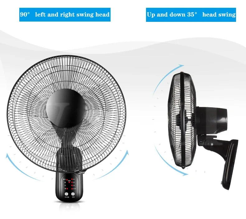 Household Wall-Mounted Electric Fan 220V/60W 16-Inch Living Room Kitchen Fan With 3 Speed Adjustable Smart Version/Mechanical - Fullshopping