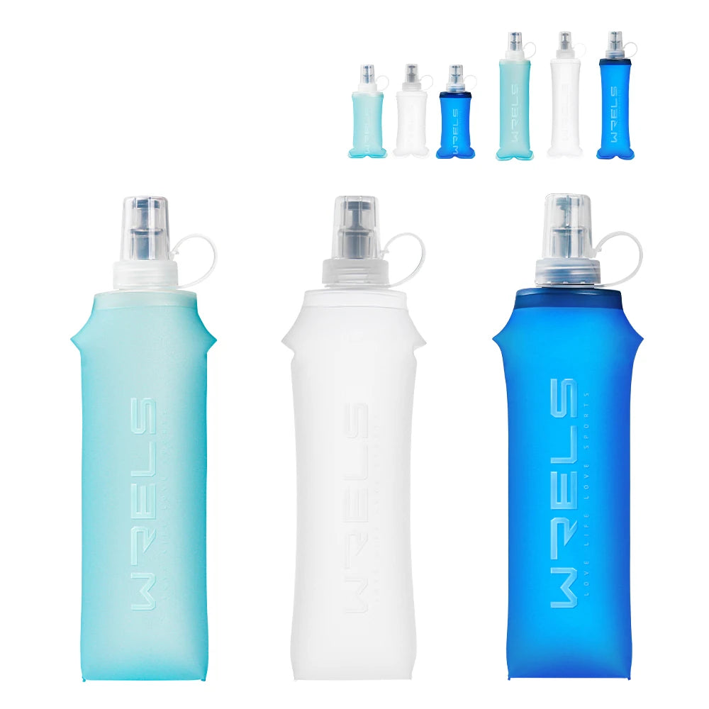 WRELS Running Water Bottle Soft Flask Folding Collapsible Water Bottle TPU BPA-Free Camping Hiking Travel Folding Water Bottle - Fullshopping