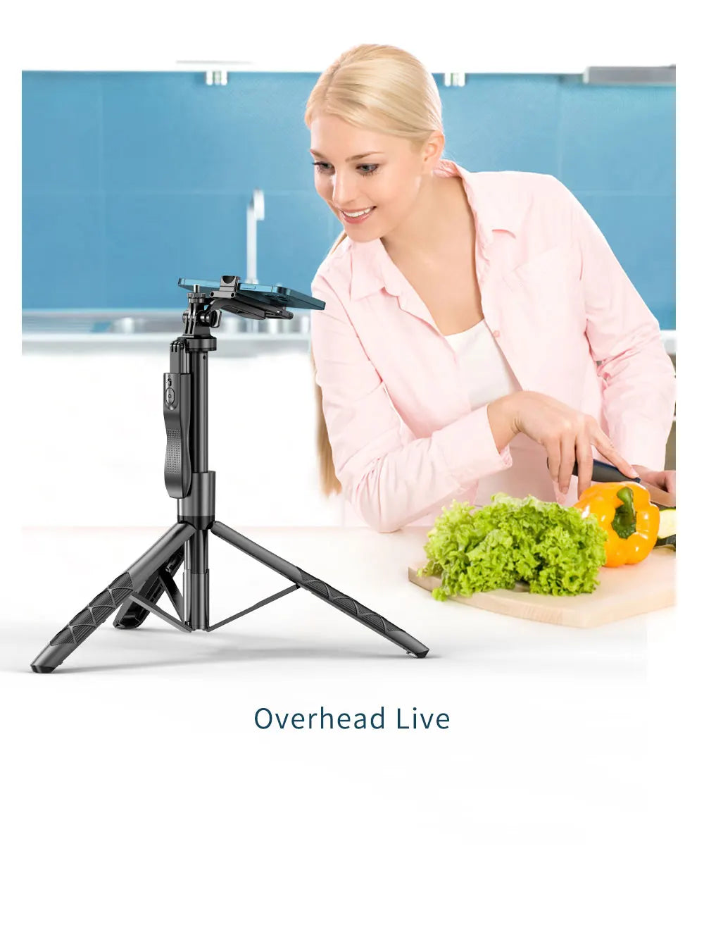 Phone Stabilizer Smart Facial Tracking Detachable Phone Clip with Fill Light Desktop Phone Stand Wireless Selfie Stick Tripod - Fullshopping