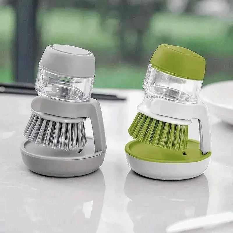Dish Brush With Soap Dispenser Multi Use Soap Dispensing Scrub Brush For Household Universal Kitchen Dish Palm Brush With Tary - Fullshopping