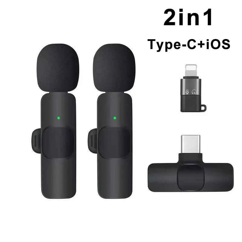 Wireless Lavalier Microphone Mini Portable Audio Video Recording Mic for iPhone Android Live Broadcast Gaming