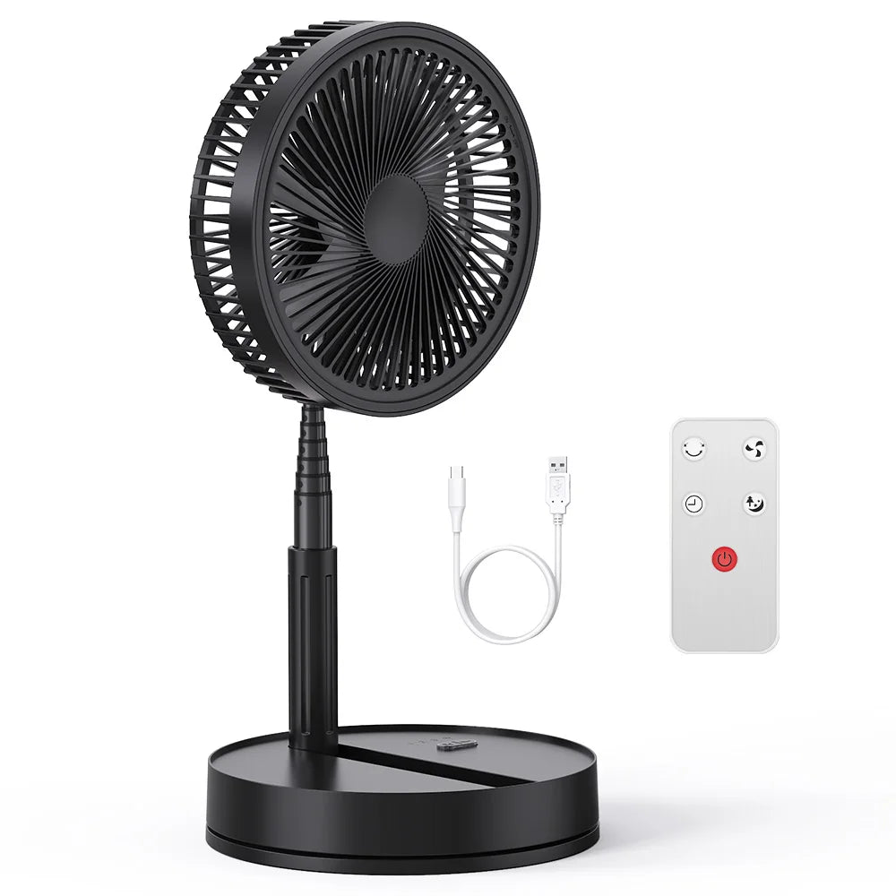 Telescopic Folding Desk Fan With 8000 mAh Wireless USB Rechargeable Adjustable Height Timing Remote control Fans