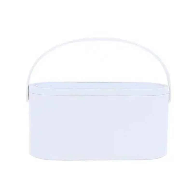 Makeup Organizer Box with LED Light Mirror Portable Travel Makeup Cosmetics Organizer Touch Light Storage Makeup Case - Fullshopping