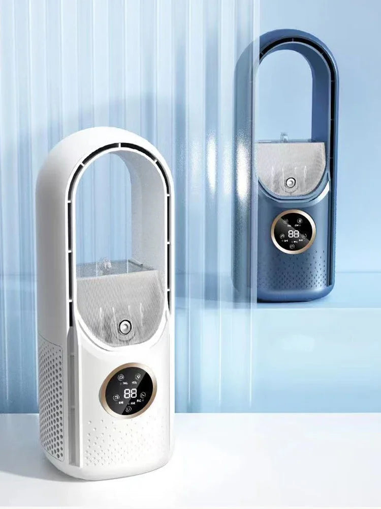 Portable Mini Air Conditioner USB Air Cooler Fan Bladeless 6 Speed Silent Cooling Fan with Timer Desktop Personal Space Cooler